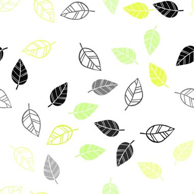 Açık yeşil, sarı vektör sorunsuz arka plan yaprakları ile. Belirsiz bir soyut illüstrasyon yaprakları karalamalar tarzı ile. Desen tasarım kumaş, duvar kağıtları.