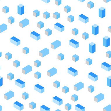 Hafif mavi vektör zemin rhombus ile kesintisiz, izometrik. İllüstrasyon renkli dikdörtgenler dizi. Desen tasarım kumaş, duvar kağıtları.