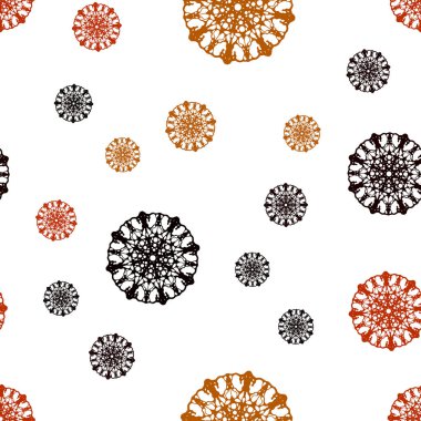 Koyu turuncu vektör parlak kar taneleri ile sorunsuz düzeni. Modern geometrik soyut Illustration kristalleri ile buz. Desen tasarım pencere panjur, perdeler.