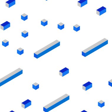 Rhombus ışık mavi vektör kesintisiz, izometrik şablonu. Modern Soyut illüstrasyon renkli dikdörtgenler ile. Desen tasarım kumaş, duvar kağıtları.