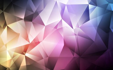 Koyu pembe, sarı şablon kristalleri, üçgenler ile vektör. Üçgenler ile soyut tarzda dekoratif tasarım. Şablon arka plan olarak kullanılabilir.