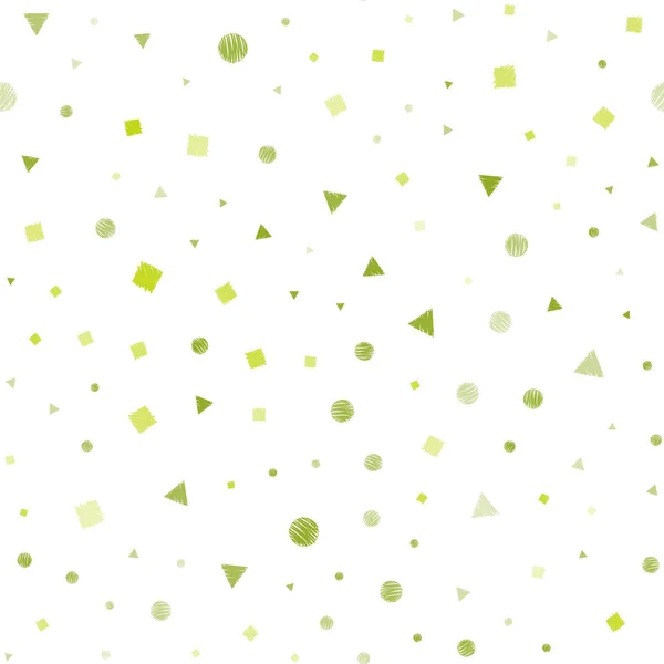 Hellgrüner Gelber Vektor Nahtloser Hintergrund Mit Dreiecken Kreisen Würfeln Abstrakte — Stockvektor