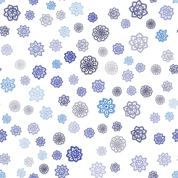 Textura Sem Emenda Vetorial Blue Escuro Com Flocos Neve Coloridos —  Vetores de Stock