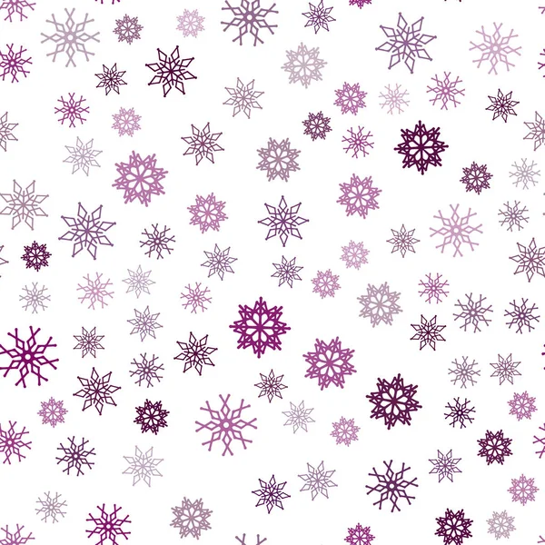 Dunkelrosa Vektor Nahtlose Hülle Mit Schönen Schneeflocken Schnee Auf Verschwommenem — Stockvektor