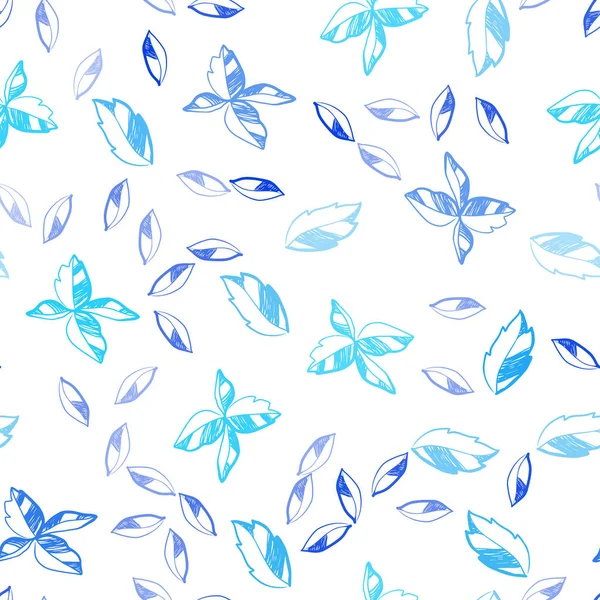 Luz Azul Vector Plantilla Elegante Sin Costuras Con Hojas Ilustración — Vector de stock