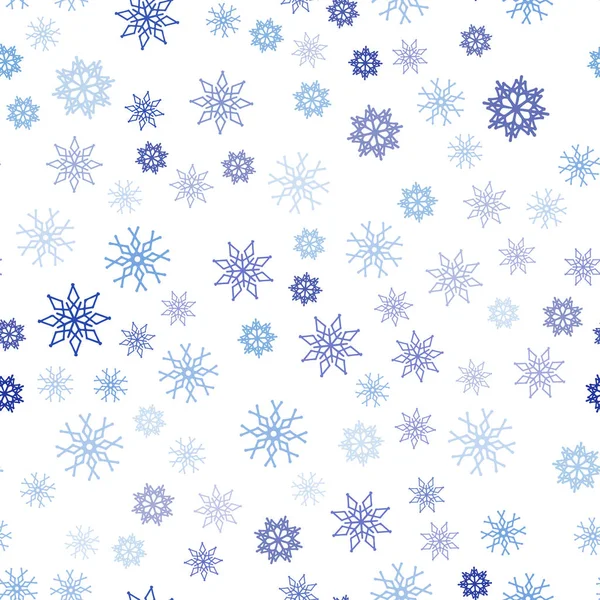 浅蓝色矢量无缝覆盖与美丽的雪花 用冰晶闪闪发光的抽象插图 壁纸设计 — 图库矢量图片
