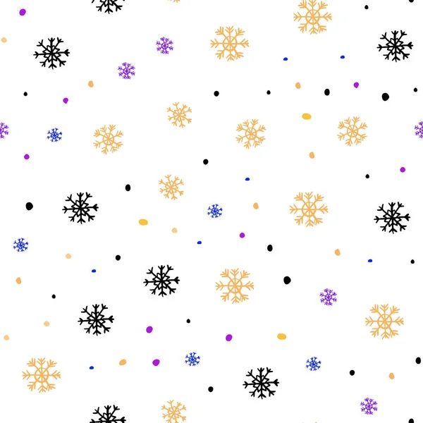 Light Blue Yellow Vector Seamless Background Xmas Snowflakes Shining Colorful — Stock Vector