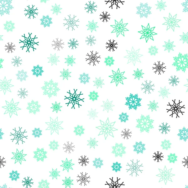 Plantilla Sin Costuras Vector Verde Claro Con Copos Nieve Hielo — Vector de stock