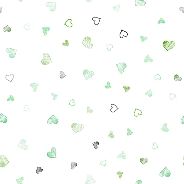 Світло Зелене Векторне Безшовне Компонування Солодкими Серцями Ілюстрація Серцями Любові — стоковий вектор