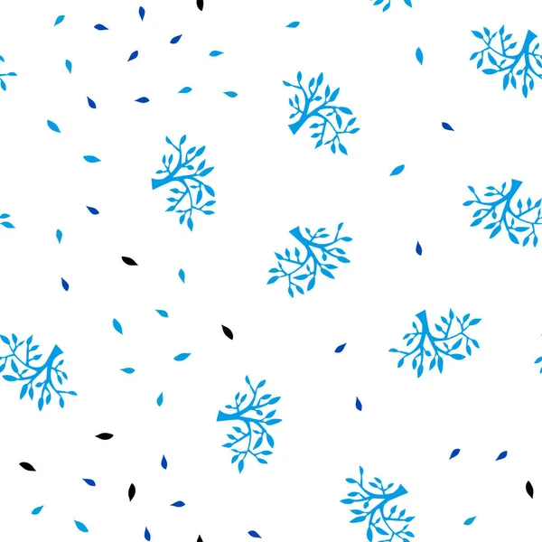 Světle Modrý Vektor Bezešvé Doodle Vzorek Listů Větvemi Glitter Abstraktní — Stockový vektor