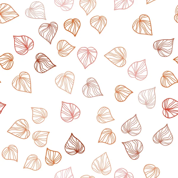 Light Red Vector Seamless Doodle Pattern Leaves Sketchy Doodles Leaves — Stock Vector