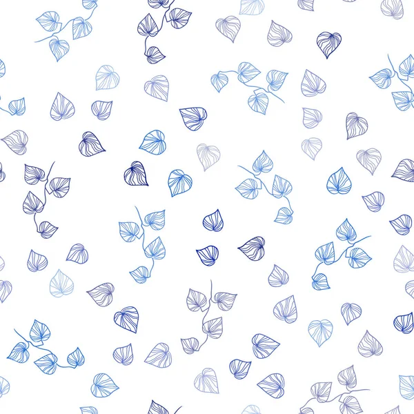 Темно Синий Вектор Фоне Листьев Красочная Иллюстрация Стиле Каракулей Листьями — стоковый вектор