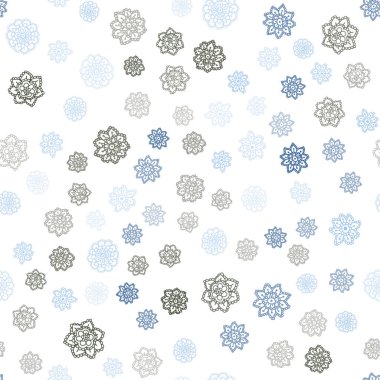 Açık mavi, buz kar taneleri sorunsuz şablonuyla vektör yeşil. Bulanık dekoratif tasarım kar ile xmas tarzında. Tekstil, kumaş, duvar kağıtları için tasarım.