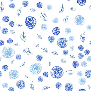 Hafif mavi vektör yaprak ve çiçek ile seamless doğal modeli. Yaprak ve çiçek ile yeni renkli resimde. Tekstil, kumaş, duvar kağıtları için tasarım.