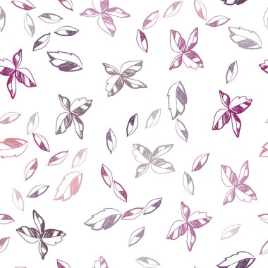 Hafif pembe, kırmızı vektör sorunsuz doodle zemin yaprakları ile. Doodle yaprakları gradyan ile Origami tarzında Illustration. Tekstil, kumaş, duvar kağıtları için tasarım.