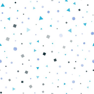 Açık mavi, daireler, çizgiler, dikdörtgenler sorunsuz düzeniyle vektör yeşil. Soyut illüstrasyon renkli noktalar, çizgiler, küpleri ile. Tekstil, kumaş, duvar kağıtları için tasarım.