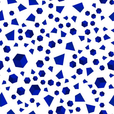 Koyu mavi küpleri stiliyle poli ile kesintisiz, izometrik doku vektör. İllüstrasyon renkli üçgen, dikdörtgen ile. Desen tasarım kumaş, duvar kağıtları.