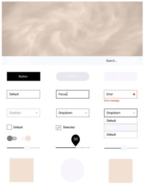 Işık turuncu vektör UI kiti ile bulutlar ve yıldız. Renkli gradyan gökyüzü onun üstbilgisindeki modern stil kılavuzu. Web siteleri, açılış sayfaları için güzel düzeni.