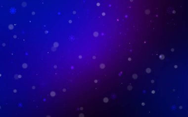 Koyu pembe, mavi arka plan xmas kar taneleri ile vektör. Bulanık dekoratif tasarım kar ile xmas tarzında. Desen-ebilmek var olmak kullanılmış için yeni yıl hazırlanan broşürler.
