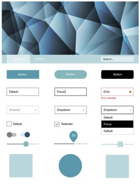 Hafif mavi vektör tel kafes kiti kristalleri ile. Basit malzeme tasarım kiti ile üçgen renkli mozaik. Web siteleri için basit renkli tasarım.
