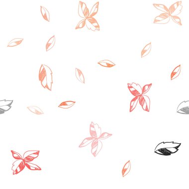 Işık kırmızı, sarı vektör sorunsuz doodle zemin yaprakları ile. Belirsiz bir soyut illüstrasyon yaprakları karalamalar tarzı ile. Desen için modaya uygun Kumaş, duvar kağıtları.