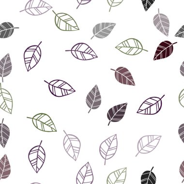 Karanlık çok renkli vektör yaprak ile seamless doğal modeli. Doodle tarzı yaprakları ile yeni renkli resimde. Duvar kağıdı, kumaş üreticileri için modaya uygun bir tasarım.