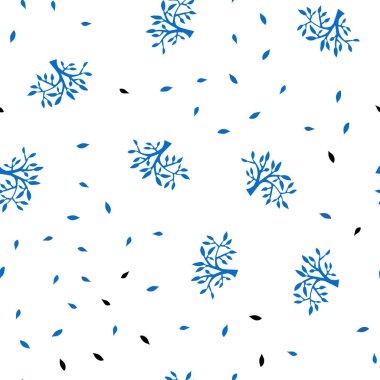 Yapraklar, dallar ile ışık mavi vektör sorunsuz doodle desen. Bulanık tarzı yapraklar, dallar ile yaratıcı çizimde. Tasarım için duvar kağıdı, kumaş üreticileri.