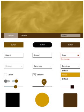Koyu kırmızı, sarı vektör stil rehberi gökyüzü yıldızlarla. Basit malzeme tasarım kiti üstbilgisindeki renkli bulutlar ile. Web siteleri için basit renkli tasarım.