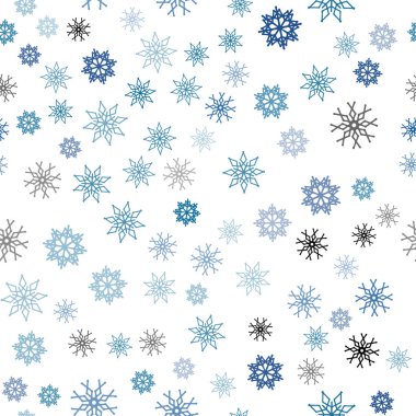 Xmas kar taneleri ile sorunsuz arka plan ışık mavi vektör. Kristalleri ile glitter soyut Illustration buz. Desen tasarım pencere panjur, perdeler.