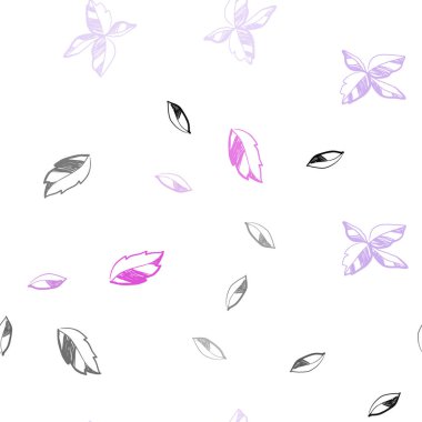 Pembe ışık, vektör sorunsuz doodle düzen yaprakları ile mavi. Bulanık tarzı ile yaratıcı şekilde bırakır. Desen için modaya uygun Kumaş, duvar kağıtları.