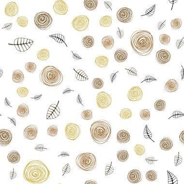 Koyu turuncu vektör yaprak ve çiçek ile sorunsuz doğal zemin. Yaprakları, çiçekleri beyaz arka plan üzerinde doğal tarzı. Doku pencere panjur, perdeler için.