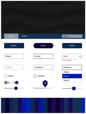 Koyu mavi, yeşil malzeme tasarım kiti ile sıvı şekil vektör. Degrade çizgiler ile renkli soyut resimde. Bu örnek açılış sayfanız için mu.