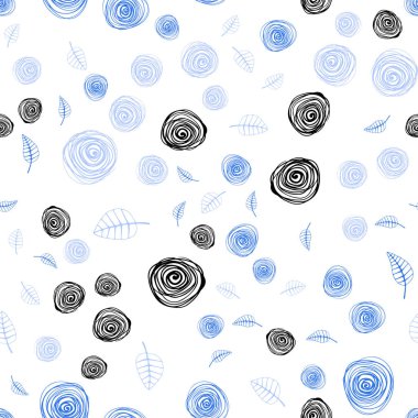 Hafif mavi vektör yaprak ve çiçek ile sorunsuz doğal zemin. Parlayan resimde yaprak ve çiçek ile renkli. Tekstil, kumaş, duvar kağıtları için tasarım.