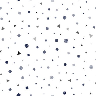 Koyu mavi daireler, küpleri ile poli stiliyle sorunsuz doku vektör. Soyut illüstrasyon renkli noktalar, çizgiler, küpleri ile. Desen tasarım pencere panjur, perdeler.