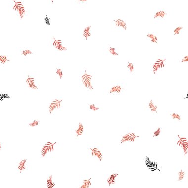 Işık kırmızı vektör sorunsuz doğal zemin yaprakları ile. Glitter soyut illüstrasyon ile doodles ve bırakır. Desen tasarım kumaş, duvar kağıtları.