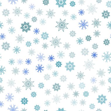 Açık mavi, yeşil vektör sorunsuz kapak güzel kar taneleri ile. Kristalleri ile glitter soyut Illustration buz. Desen tasarım pencere panjur, perdeler.