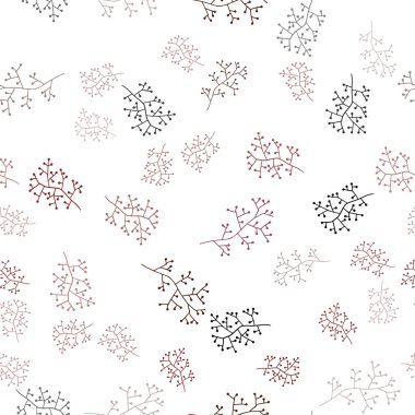 Koyu pembe, kırmızı dalları ile sorunsuz doodle desen vektör. Yaprakları ve dalları ile zarif bir parlak örnek. Tekstil, kumaş, duvar kağıtları için tasarım.