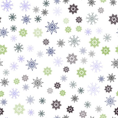 Karanlık çok renkli vektör renkli kar taneleri ile sorunsuz doku. Bulanık arka plan gradyan ile kar. Tekstil, kumaş, duvar kağıtları için tasarım.