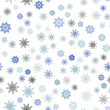 Hafif mavi vektör güzel kar taneleri ile sorunsuz kapak. Kristalleri ile glitter soyut Illustration buz. Desen tasarım pencere panjur, perdeler.