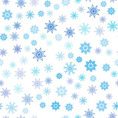 Hafif mavi vektör Noel kar taneleri ile seamless modeli. Parlayan illüstrasyon kar Noel tarzı ile renkli. Duvar kağıdı, kumaş üreticileri için modaya uygun bir tasarım.