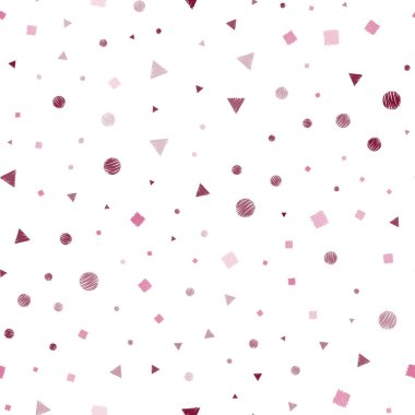 Hafif pembe vektör sorunsuz zemin çizgiler, daireler, rhombus ile. Çizgiler, noktalar, küpleri ile soyut tarzda dekoratif tasarım. Desen tasarım kumaş, duvar kağıtları.