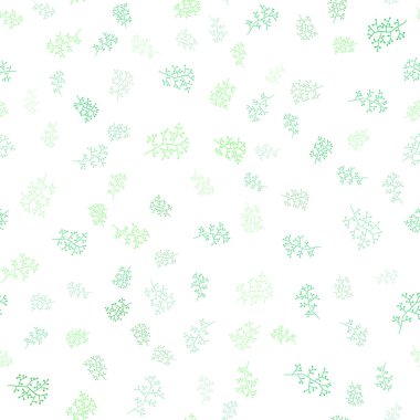 Işık yeşil vektör yapraklar, dallar ile sorunsuz zarif şablonu. Doodle çizimi bırakır ve Origami tarzında şubeleri. Desen tasarım pencere panjur, perdeler.