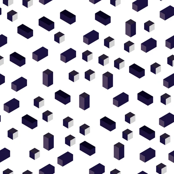 Dark Purple Vector Seamless Isometric Pattern Square Style Illustration Set — Stock Vector