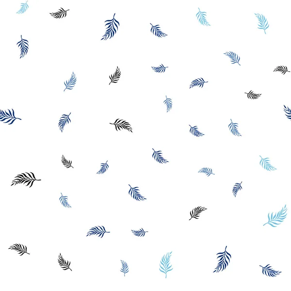 Fond Sans Couture Vecteur Bleu Foncé Doodle Avec Des Feuilles — Image vectorielle
