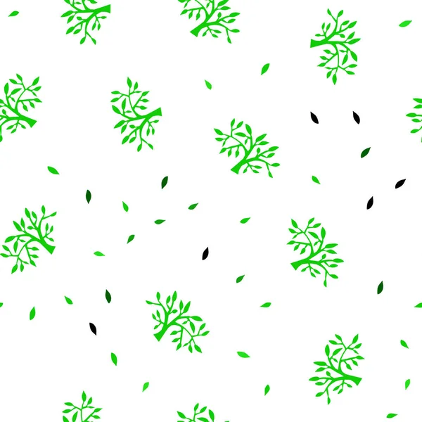 Ljus Grön Vector Sömlös Doodle Bakgrund Med Blad Grenar Färgglad — Stock vektor