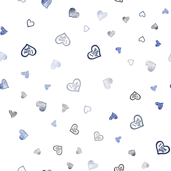 Modèle Sans Couture Vecteur Bleu Foncé Avec Des Cœurs Doodle — Image vectorielle