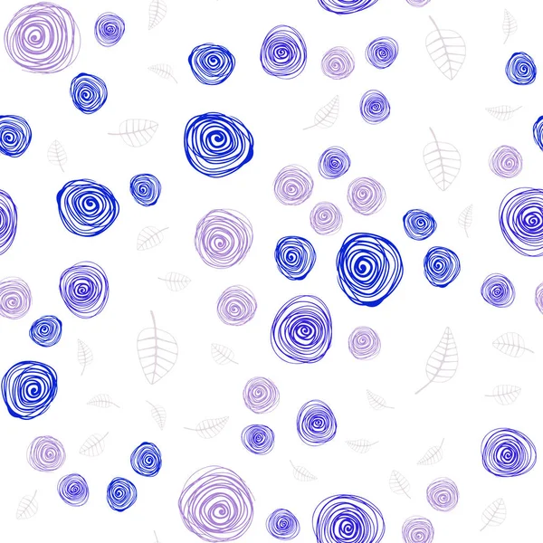 Hellrosa Blauer Vektor Nahtloser Abstrakter Hintergrund Mit Blättern Und Blüten — Stockvektor