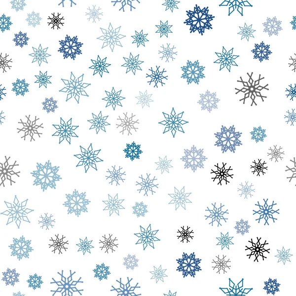 淡蓝色矢量无缝背景与圣诞雪花 闪光的抽象插图与冰的水晶 窗帘设计模式 — 图库矢量图片