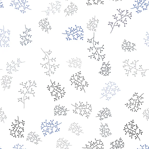 Gabarit Doodle Sans Couture Vectoriel Bleu Foncé Avec Branches Croquant — Image vectorielle