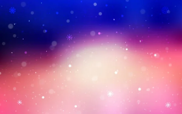Ljusblå Röd Vektor Täck Med Vackra Snöflingor Glitter Abstrakta Illustrationen — Stock vektor